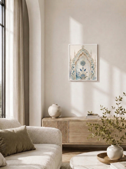 Lale Motifli Cami Temalı Duvar Tablosu