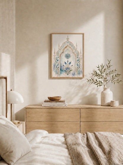 Lale Motifli Cami Temalı Duvar Tablosu