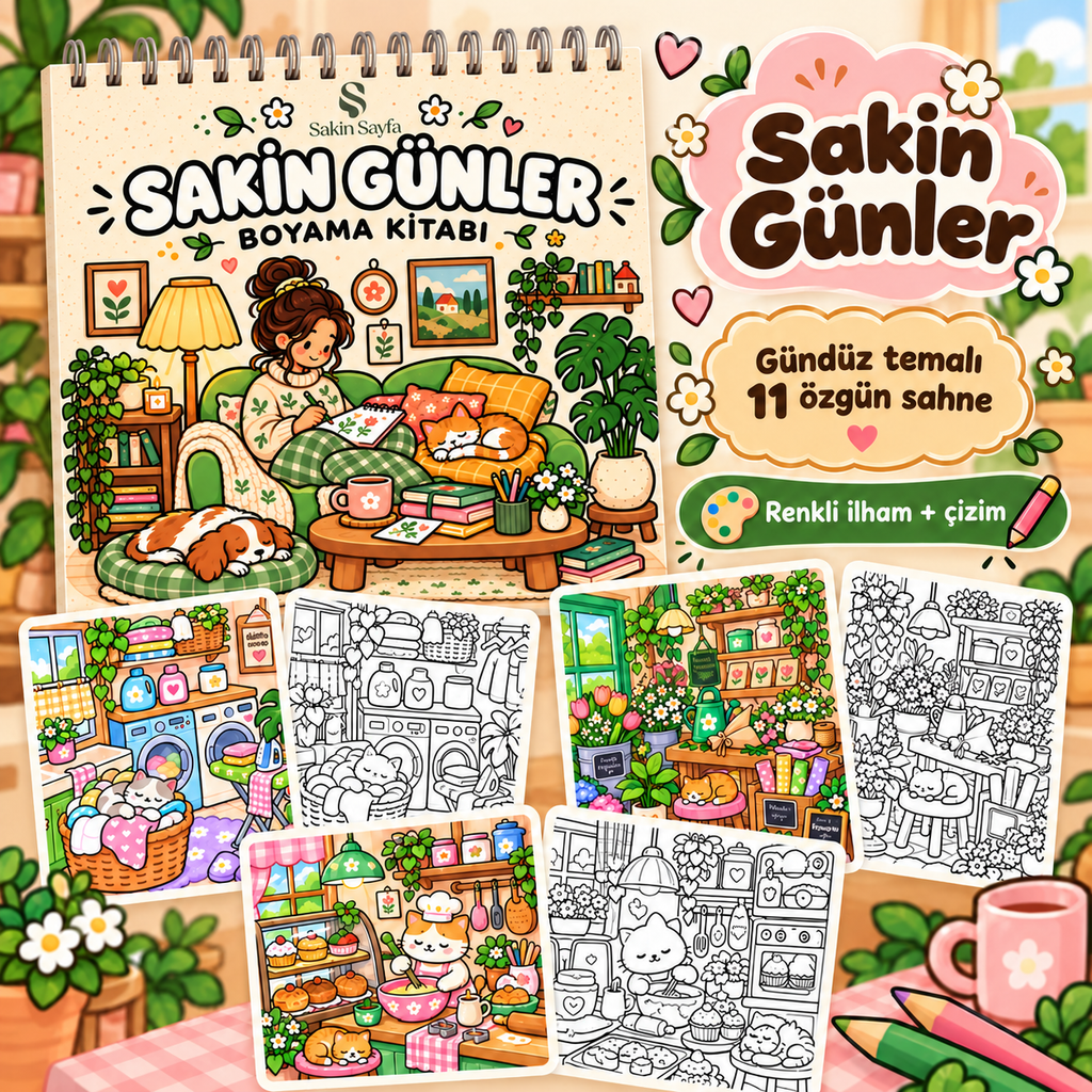 Sakin Günler Spiralli Boyama Kitabı