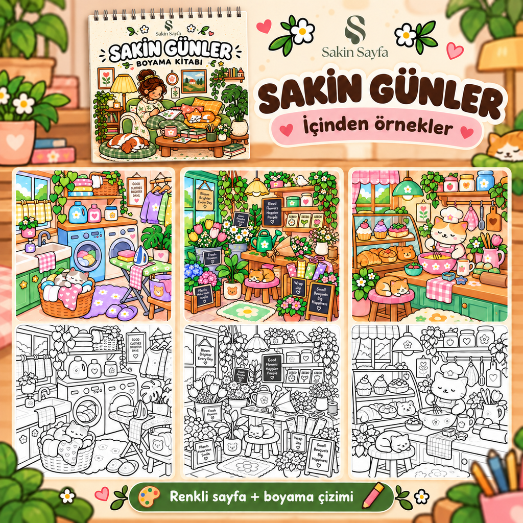 Sakin Günler Spiralli Boyama Kitabı
