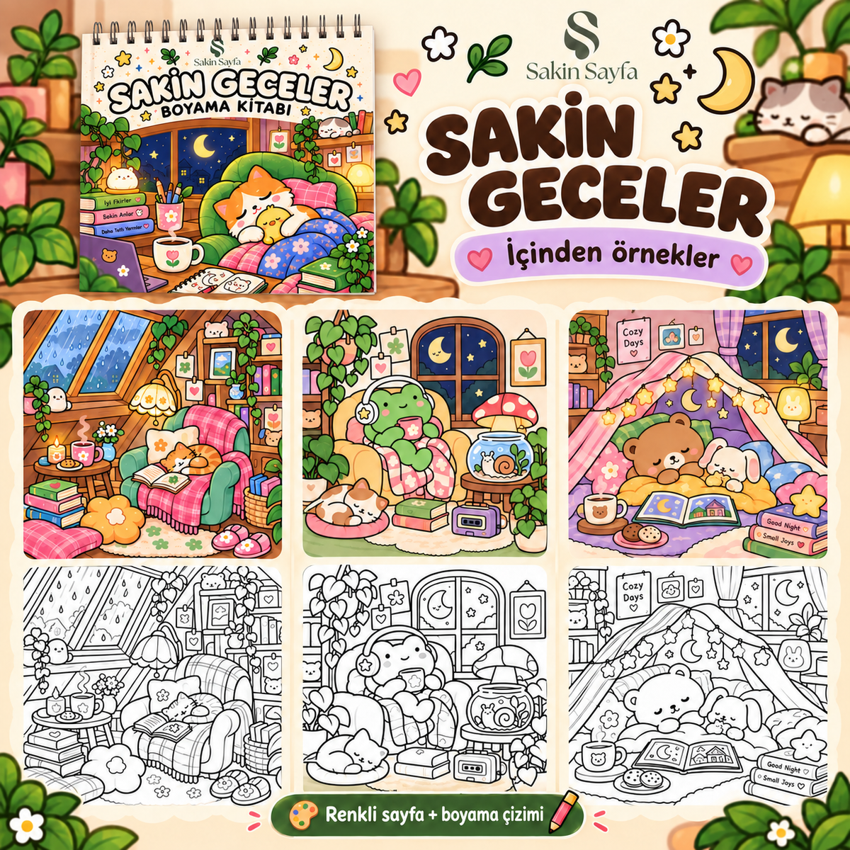 Sakin Günler Spiralli Boyama Kitabı