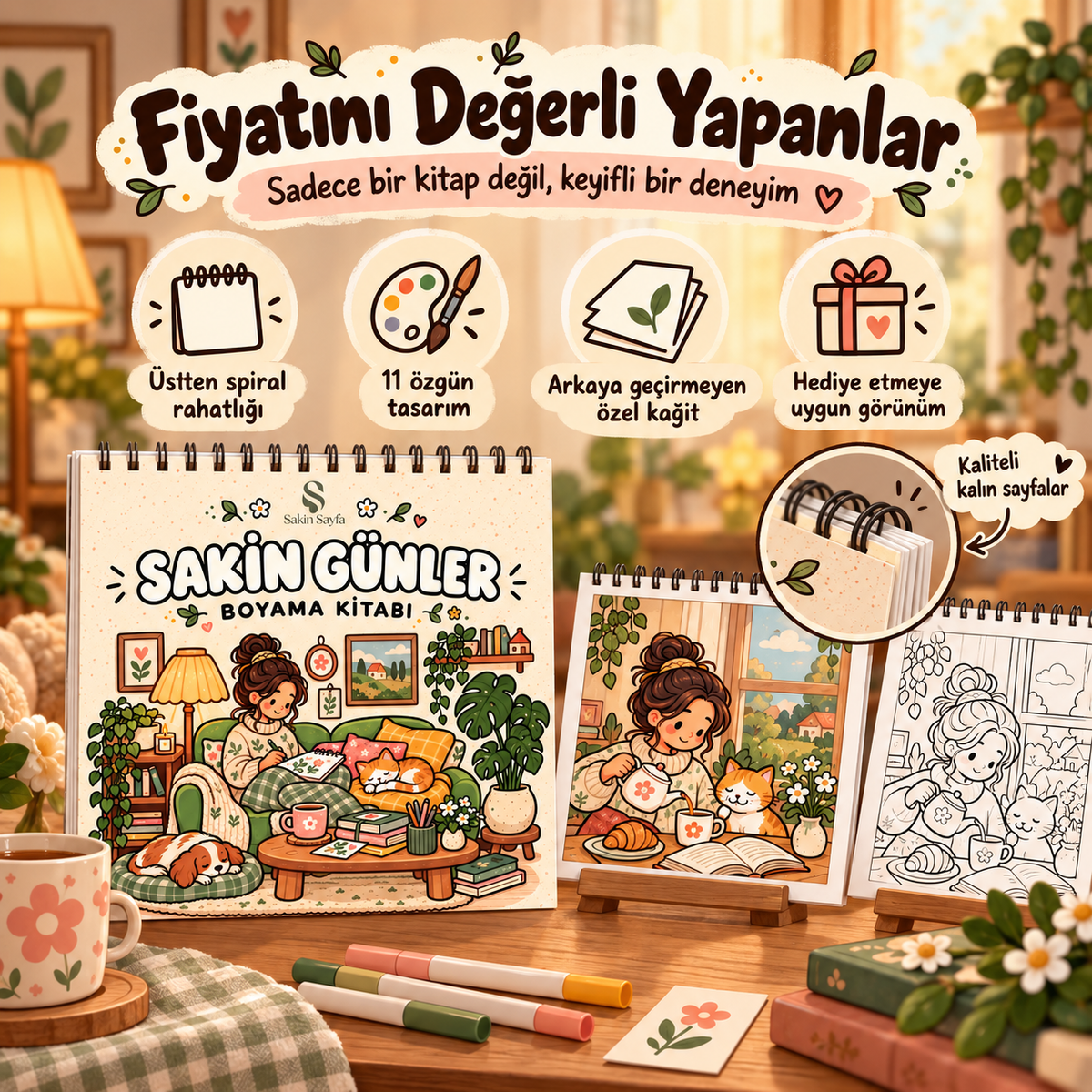 Sakin Günler Spiralli Boyama Kitabı