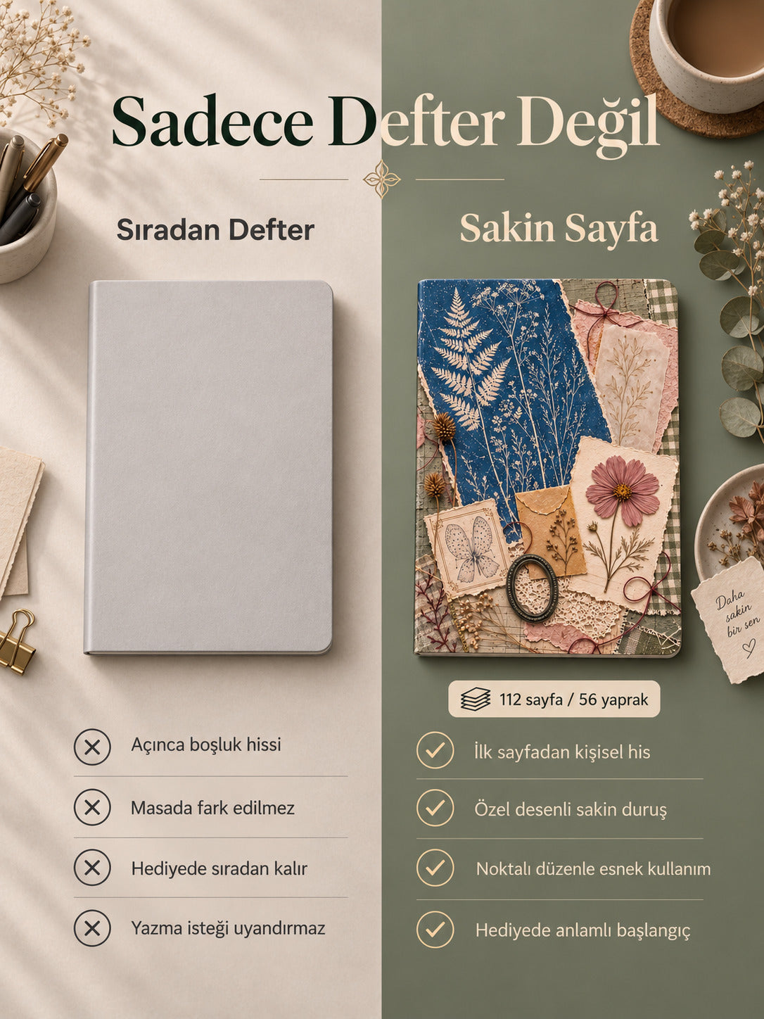 Hatıralık Çiçekler Defter - Sakin Sayfa