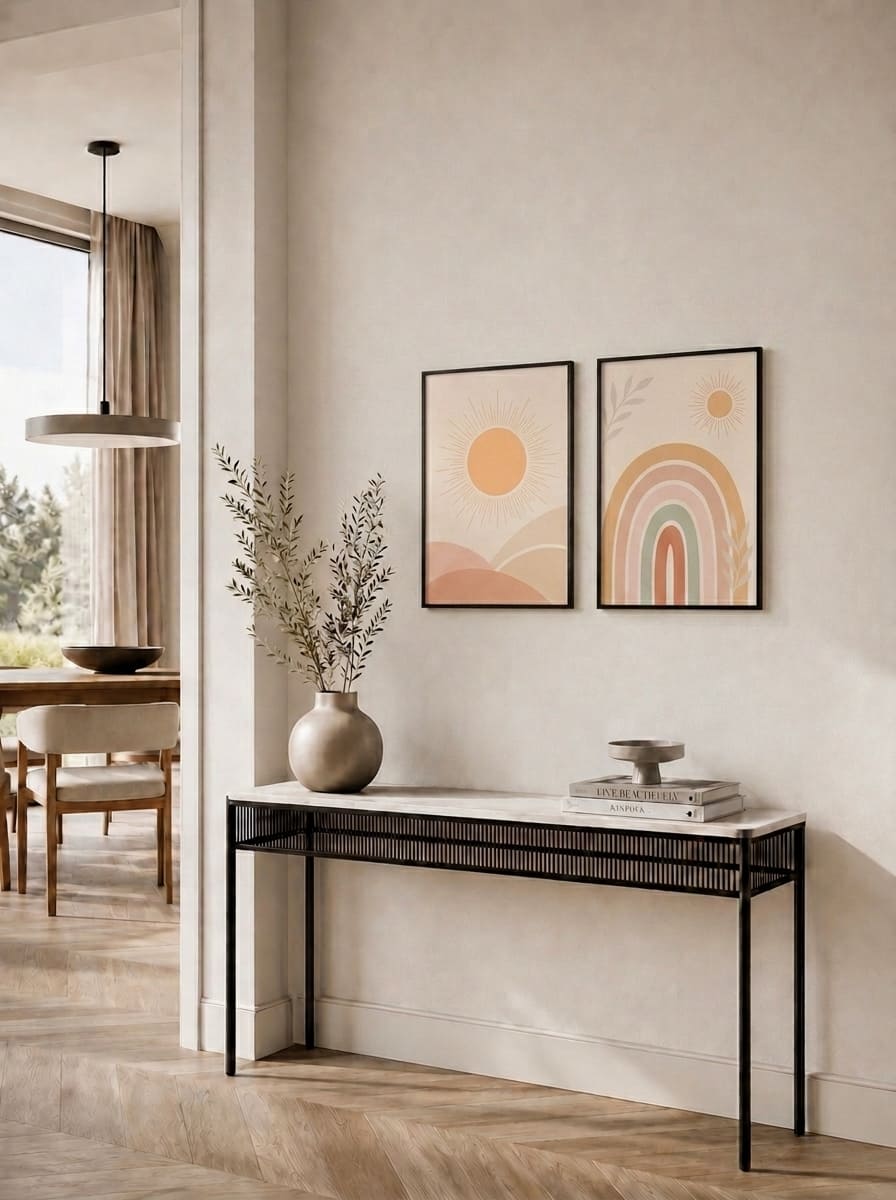 Güneş ve Gökkuşağı Bohem İkili Set Duvar Tablosu - 4