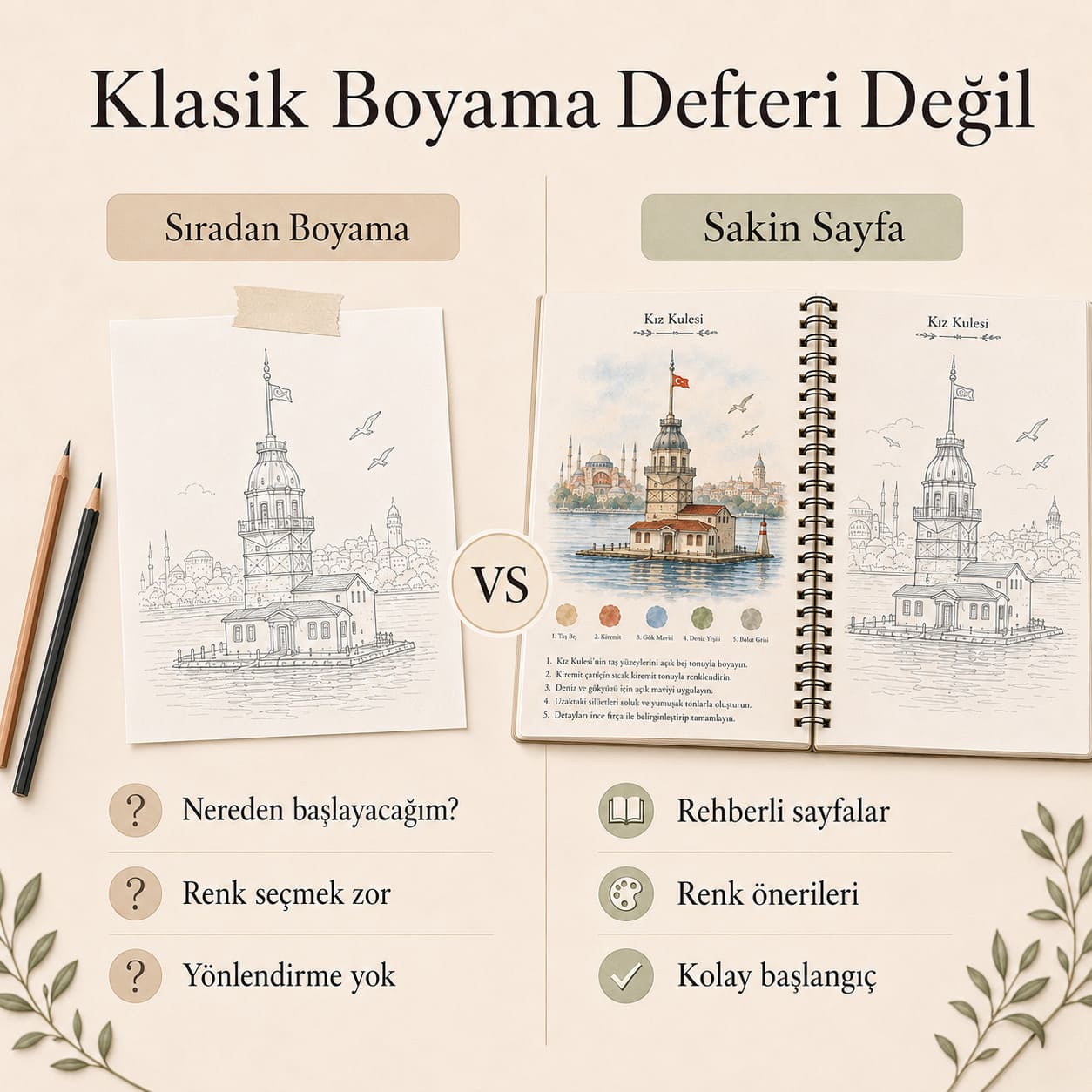 İstanbul Temalı Rehberli Sulu Boya Boyama Kitabı