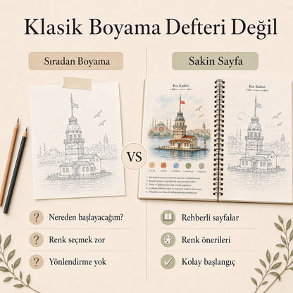 İstanbul Temalı Rehberli Sulu Boya Boyama Kitabı