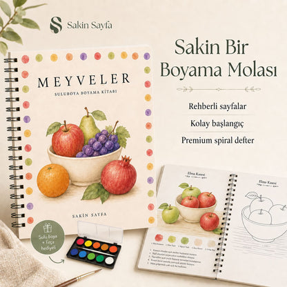Çiçek Temalı Rehberli Sulu Boya Boyama Kitabı