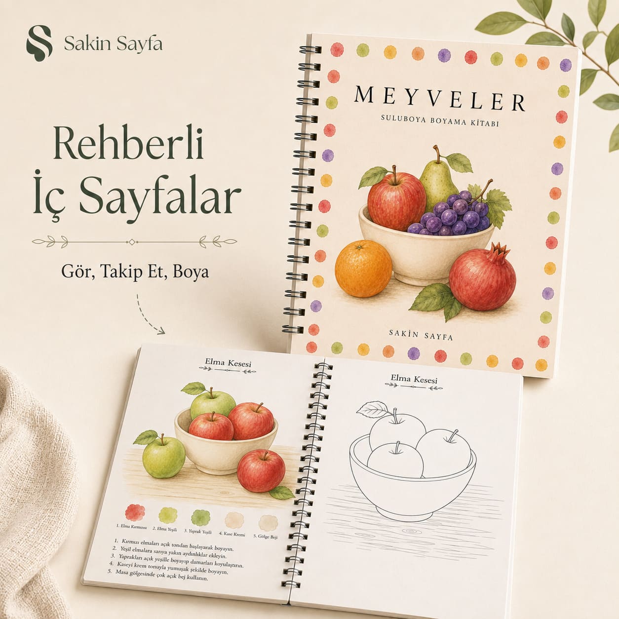 Meyve teması rehberli çizim sayfaları detay