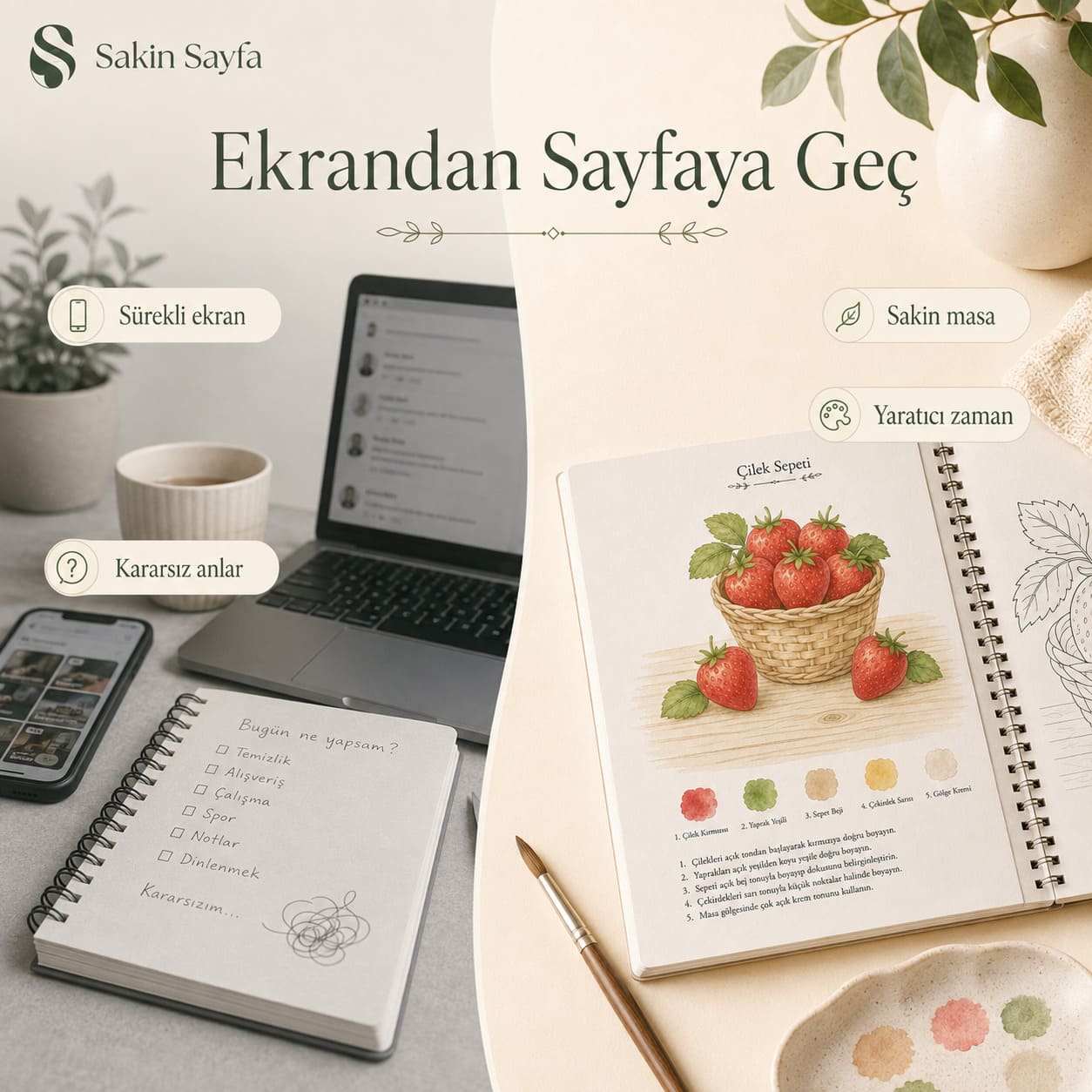 Meyve Temalı Rehberli Sulu Boya Boyama Kitabı