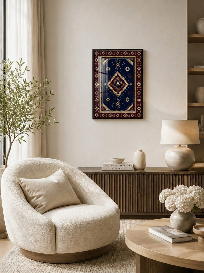 Etnik Kilim Motifli Çerçeveli Duvar Tablosu
