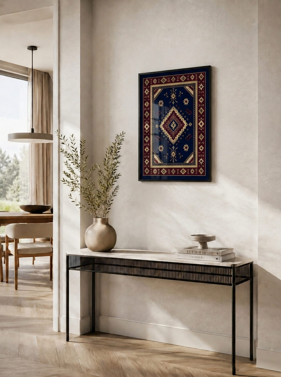 Etnik Kilim Motifli Çerçeveli Duvar Tablosu - 4
