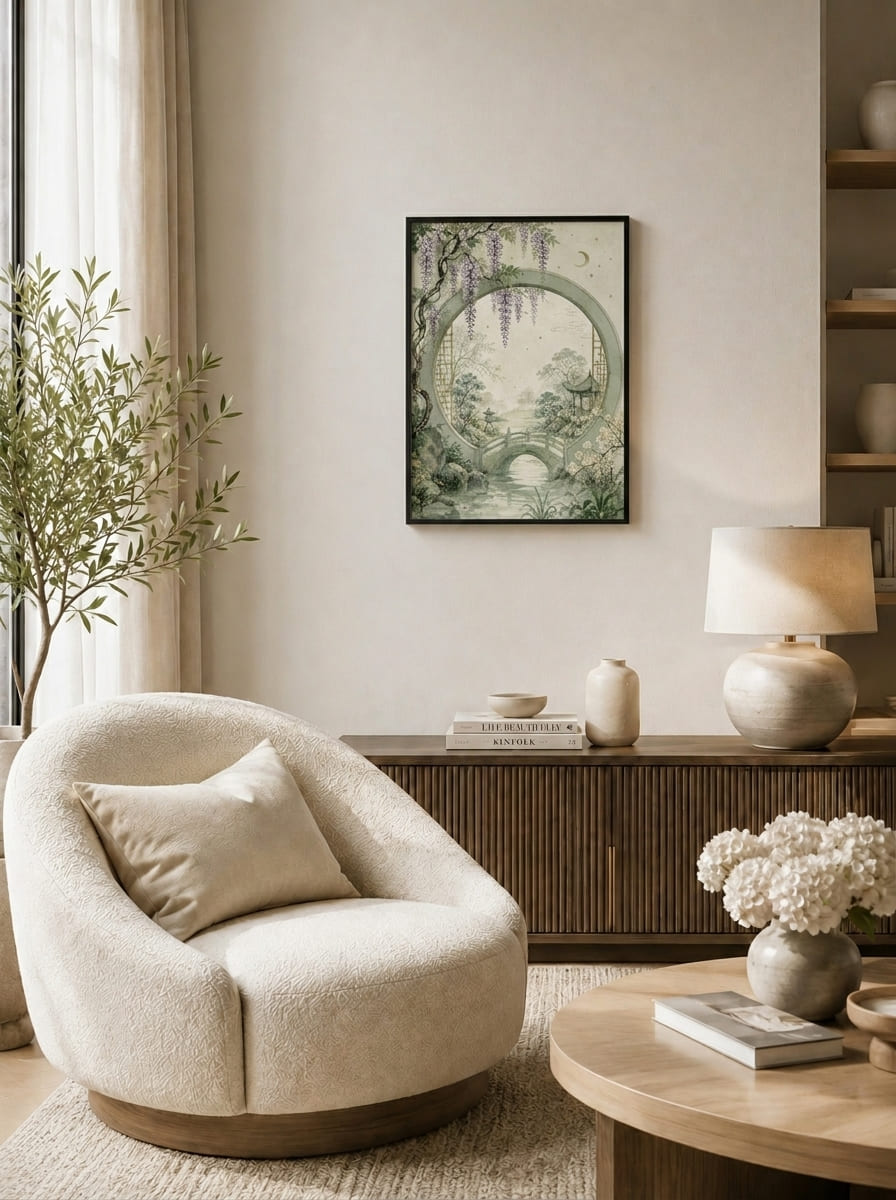 Zen Bahçe Kapısı Manzaralı Duvar Tablosu - 1