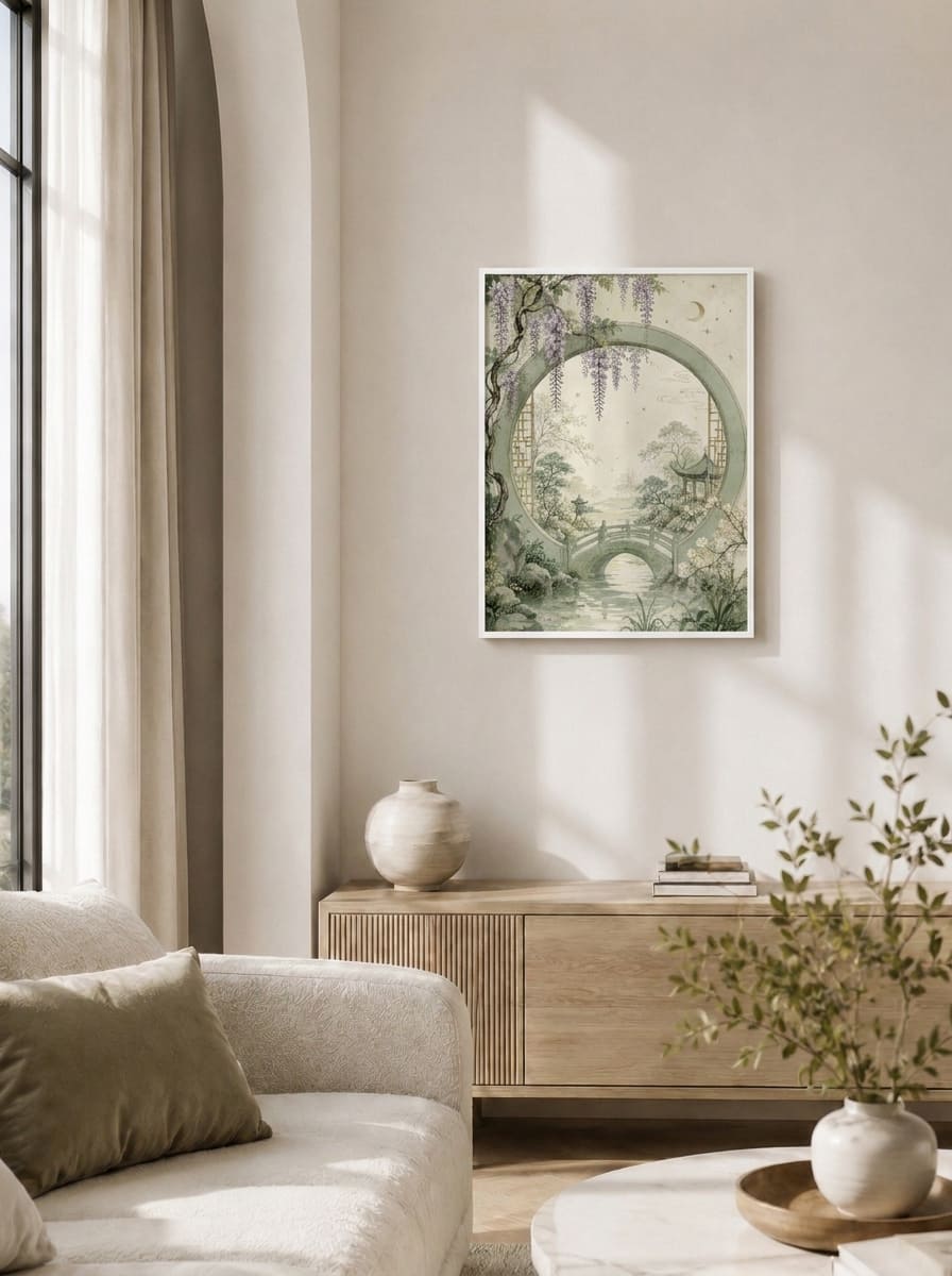 Zen Bahçe Kapısı Manzaralı Duvar Tablosu - 2