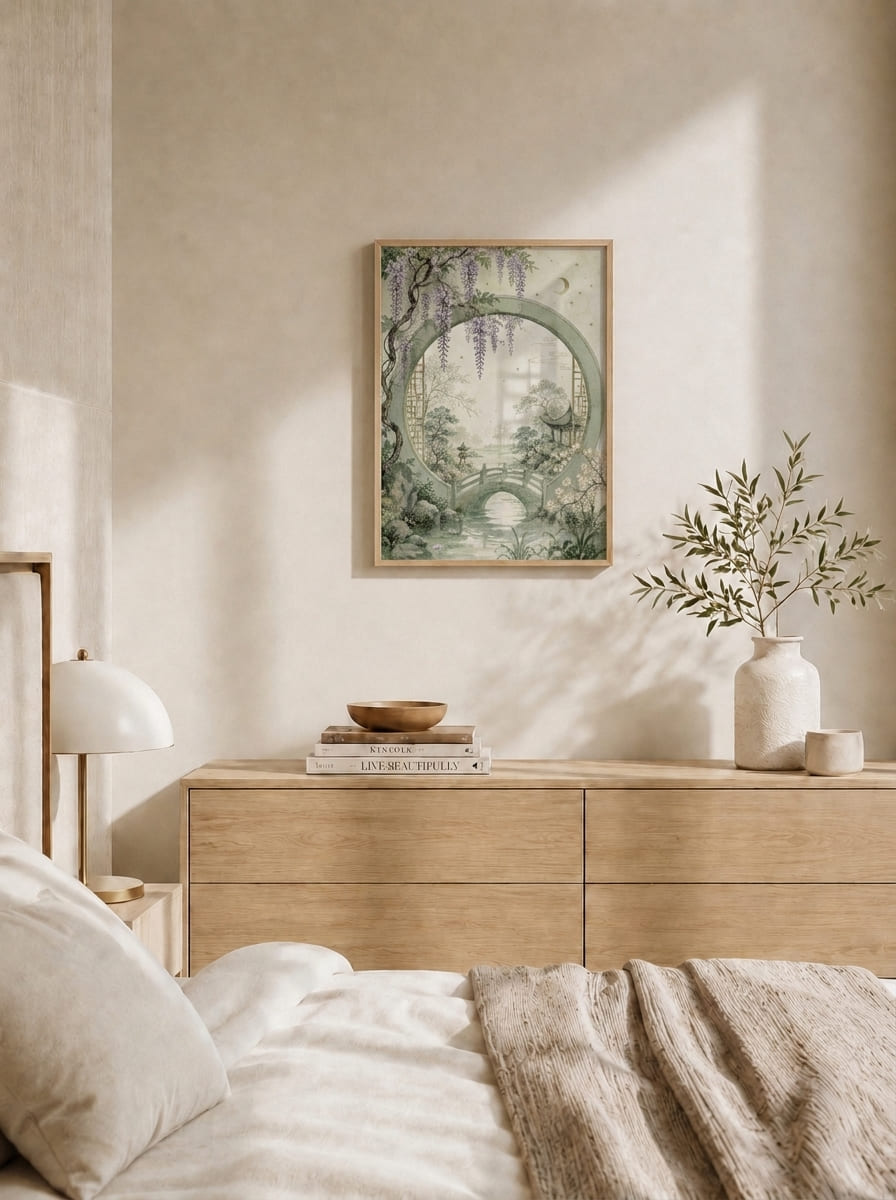 Zen Bahçe Kapısı Manzaralı Duvar Tablosu - 3