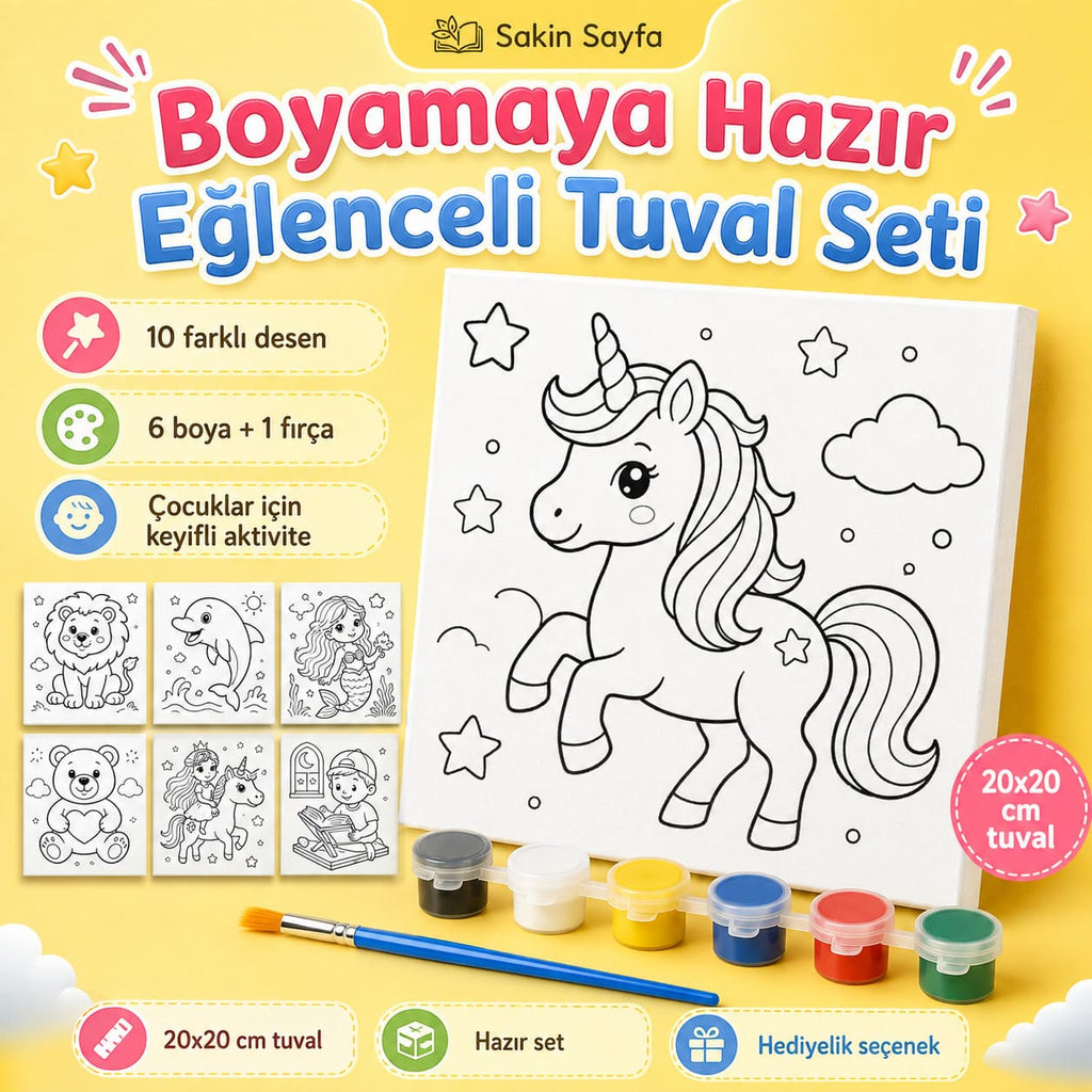 Boyamaya Hazır Eğlenceli Tuval Seti