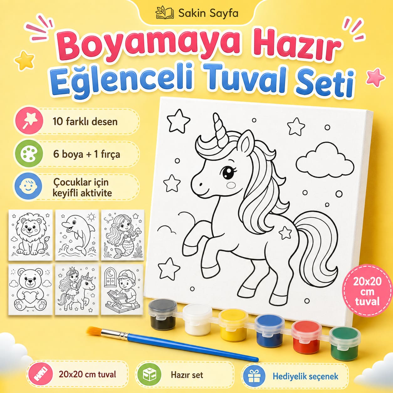 Boyamaya Hazır Eğlenceli Tuval Seti