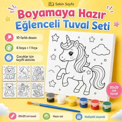Boyamaya Hazır Eğlenceli Tuval Seti