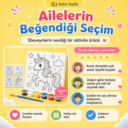 Boyamaya Hazır Eğlenceli Tuval Seti