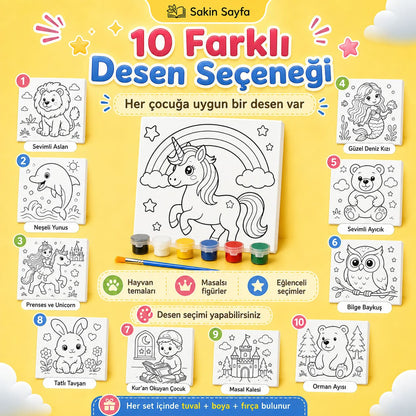 Boyamaya Hazır Eğlenceli Tuval Seti
