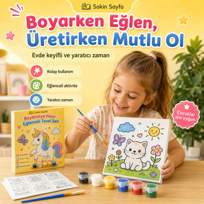 Boyamaya Hazır Eğlenceli Tuval Seti