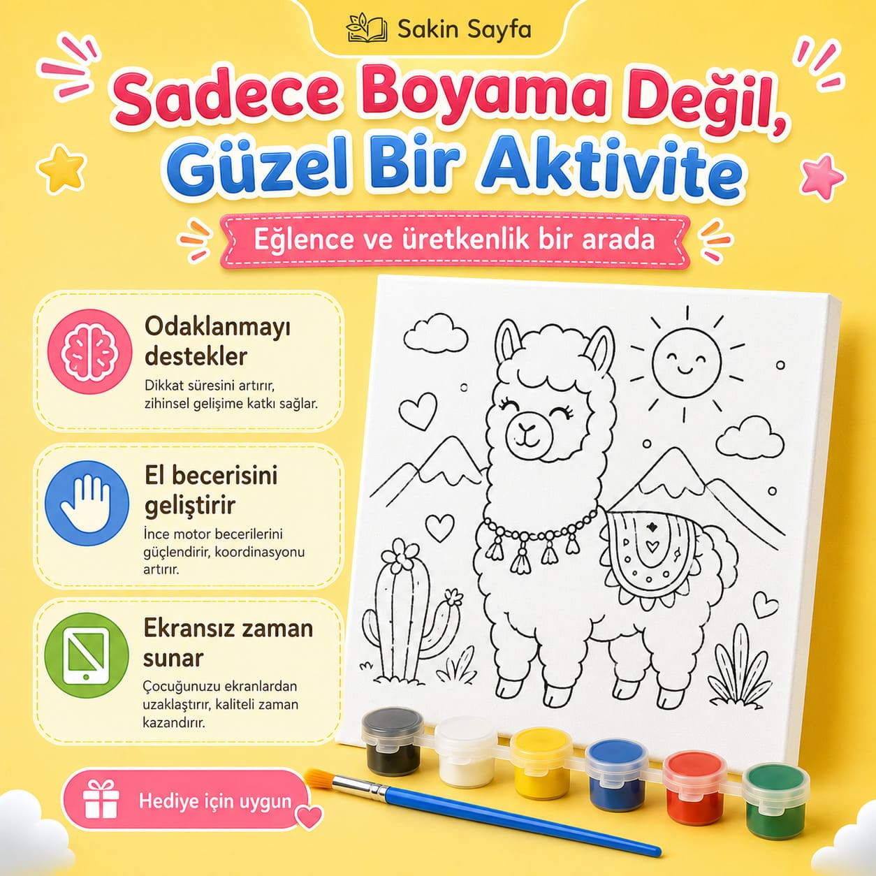 Boyamaya Hazır Eğlenceli Tuval Seti